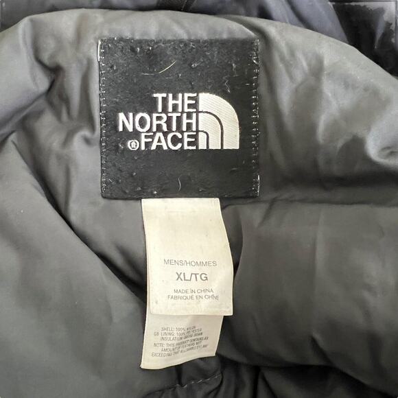 North Face VTG 00s 700 Goose Down Nuptse Puffer Jacket Coat FLAW Black Gray XL - Picture 8 of 10